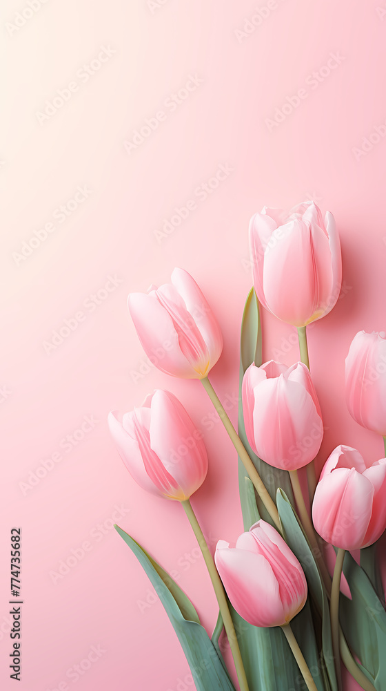 Romantic light pink background with light pink tulip flowers and place for text Romantic light pink background with light pink tulip flowers and place for text