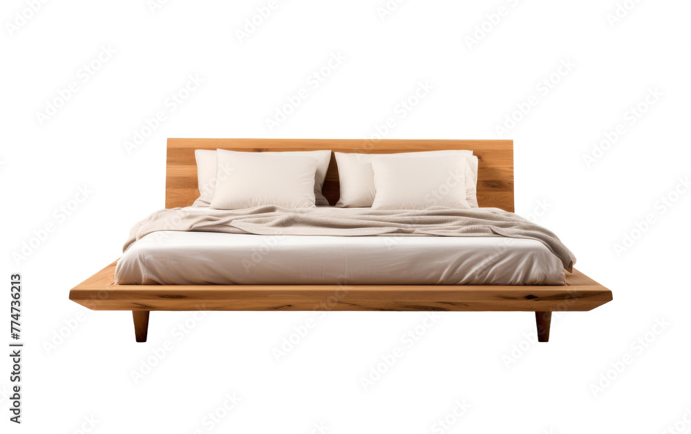 Cozy bed with two pillows and blanket under moonlight Cozy bed with two pillows and blanket under moonlight