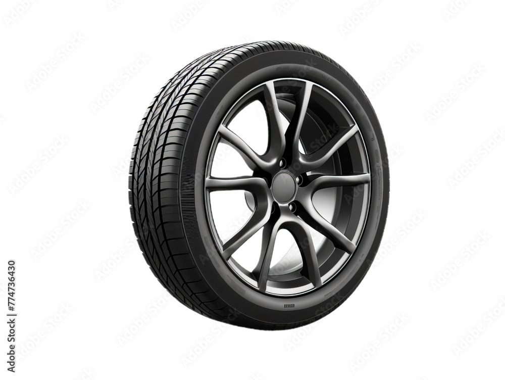 A  car tyre with disc isollated on the transparent background