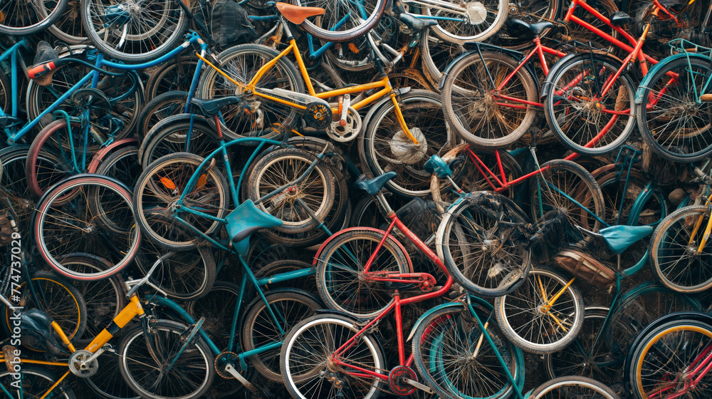 Rusty Bicycles Abandoned in Scrapyard
