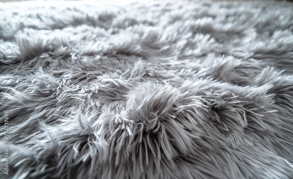 Close-up view of a shaggy gray rug Close-up view of a shaggy gray rug
