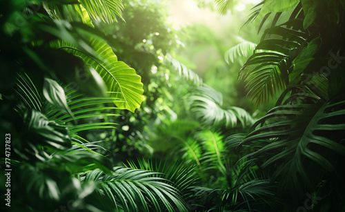 Beautiful green tropical jungle for natural background