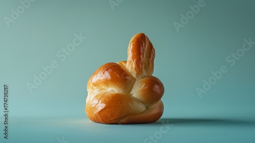 Bunny-shaped sweet bun, adding a playful and whimsical twist to the traditional pastry. The image combines culinary artistry with a touch of humor. photo