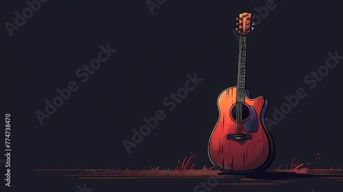 stock image of a guitar on a simple isolated background, and an image