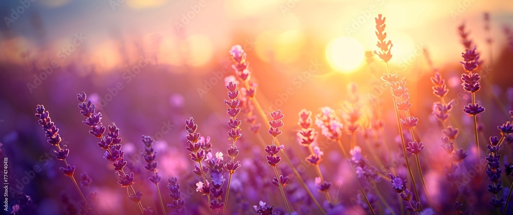 Sunlit Lavender Fields Generative AI