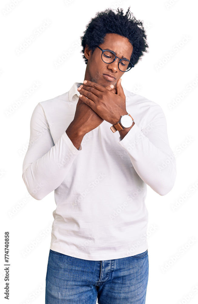 Φωτογραφία Handsome african american man with afro hair wearing casual clothes and glasses