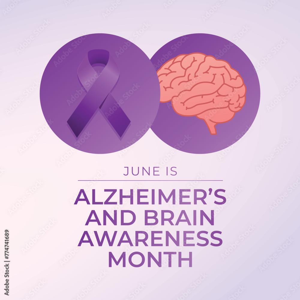 vector graphic of Alzheimers and Brain Awareness Month ideal for Alzheimers and Brain Awareness