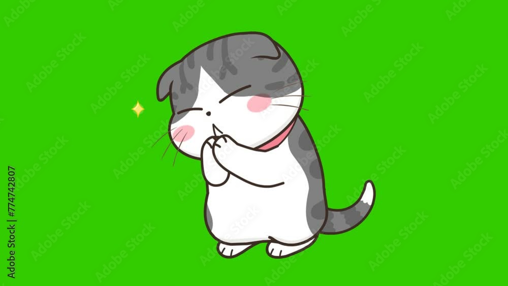 pay respect animation, cute cat on green screen pay respect animation, cute cat on green screen