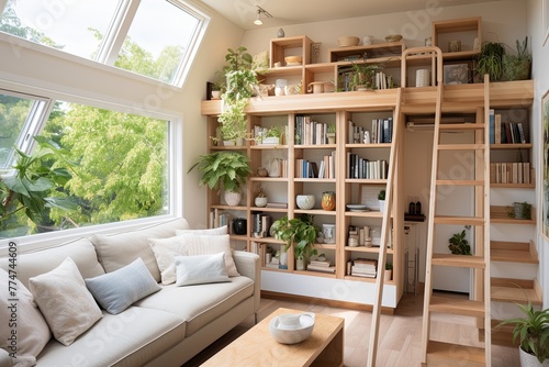 Modern Clutter-Free and Bright Tiny House Living Room Design © Michael