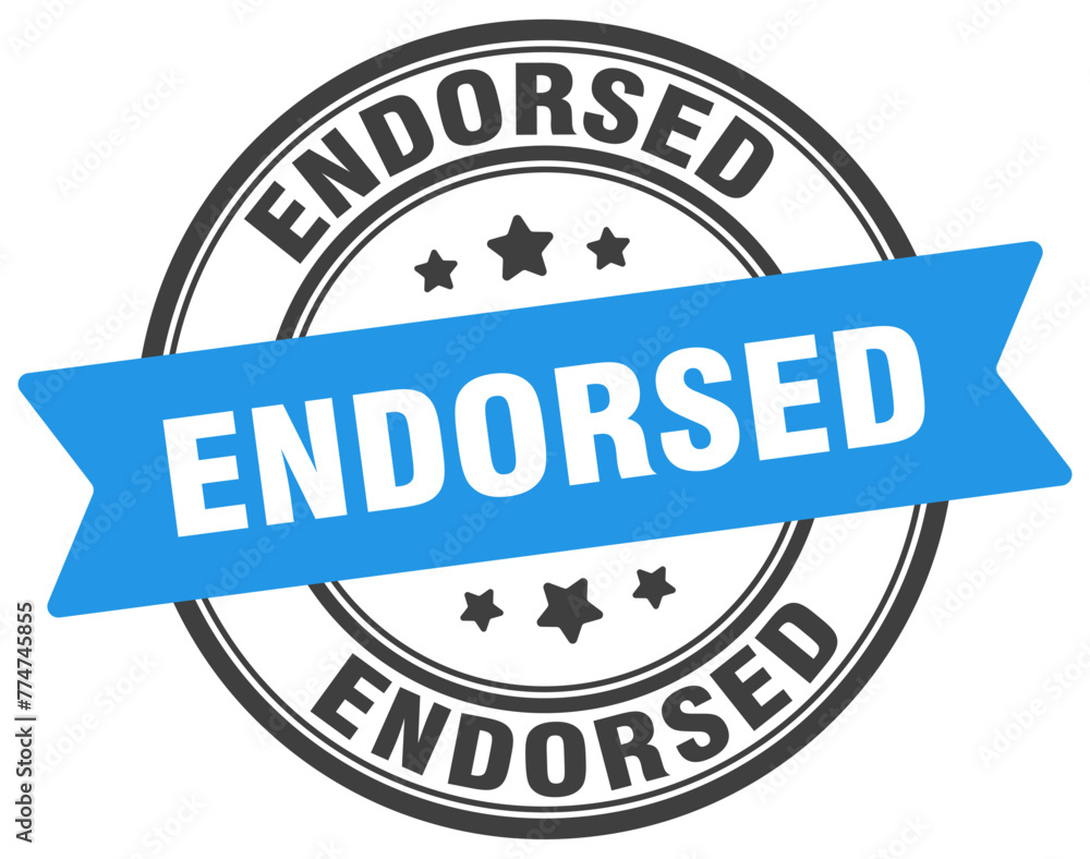 endorsed stamp. endorsed label on transparent background. round sign