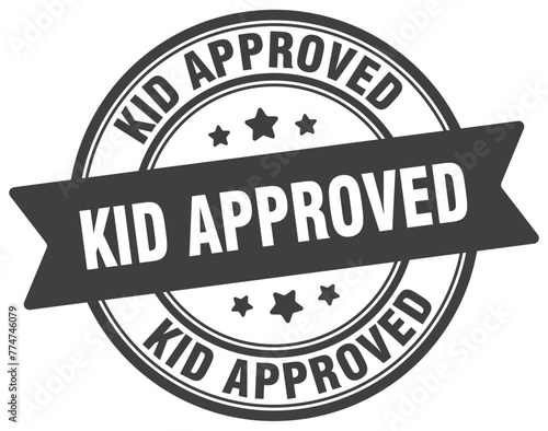 kid approved stamp. kid approved label on transparent background. round sign photo