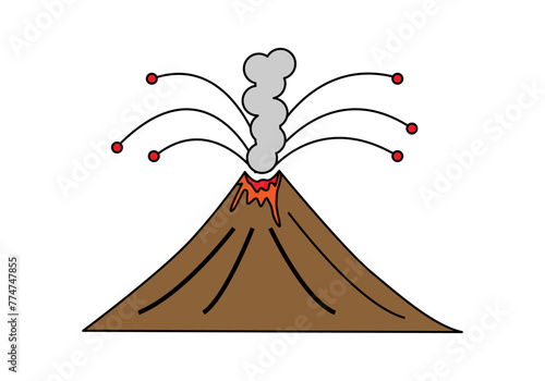 Icono de volcán en erupción en fondo blanco.