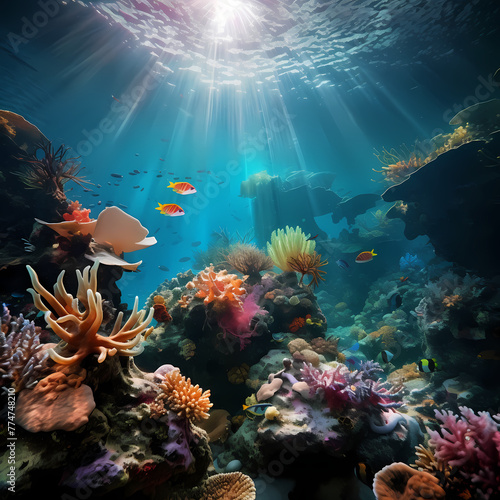 A vibrant coral reef underwater.