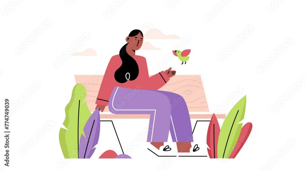 Woman Character Sitting On The Bench In The Park HD Woman Character Sitting On The Bench In The Park HD