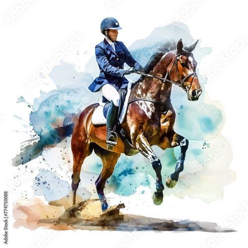 Equestrianism watercolor paint © Florin