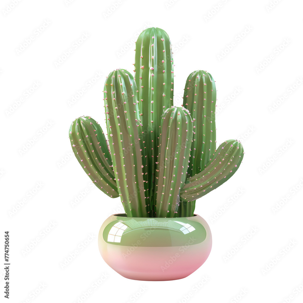 Cactus in pot with pink base Cactus in pot with pink base