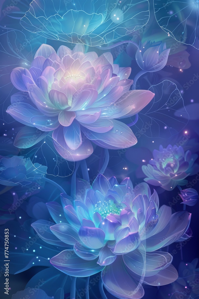 Colorful Flowers on Blue Background Colorful Flowers on Blue Background
