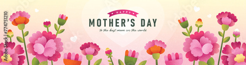 Mother's day banner design with beautiful Carnation flowers.  © littleWhale