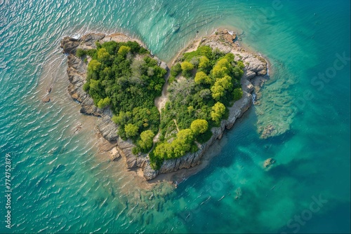 Heart-shaped Island Amidst Azure Seas