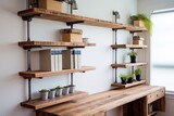 Upcycled Materials Loft Office Decors: Salvaged Lumber Shelves with Minimalist Style