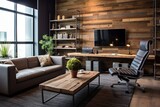 Salvaged Wood Accent Wall: Upcycled Materials Loft Office Decors