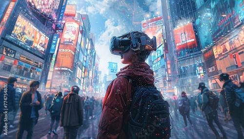 VR-Enhanced Cityscape A Futuristic Vision of Urban Life Generative AI
