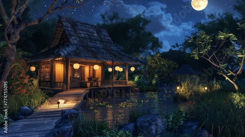 Enchanted Evening at a Rustic Cabin Under the Full Moon