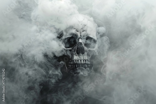 A haunting human skull with...