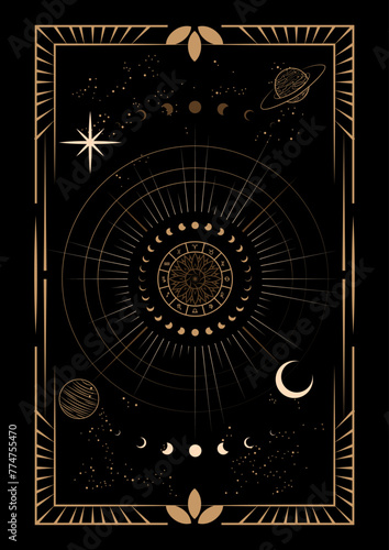 Magical Celestial Interstellar Frame Illustration