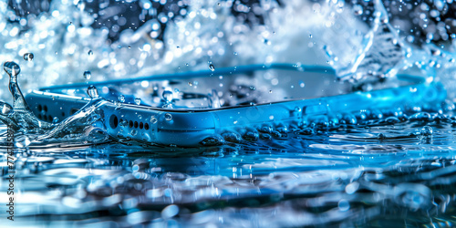 Splashproof water-resistant and waterproof smartphone under water graphic photo