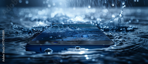 Splashproof water-resistant and waterproof smartphone under water graphic photo
