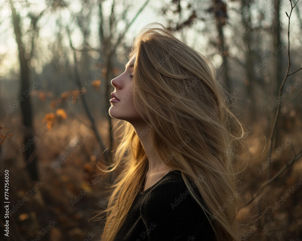 Low angle vertical shot of a young woman in the forest, blonde woman in nature surrounded by the forest, long blonde hair, ai generative
Low angle vertical shot of a young woman in the forest, blonde woman in nature surrounded by the forest, long blonde hair, ai generative