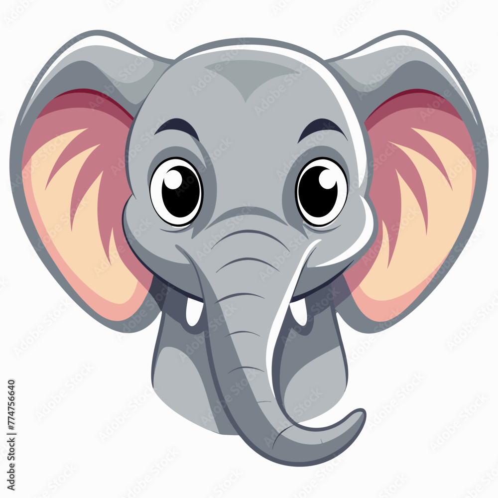 head of a friendly looking small elephant in cartoon style
head of a friendly looking small elephant in cartoon style