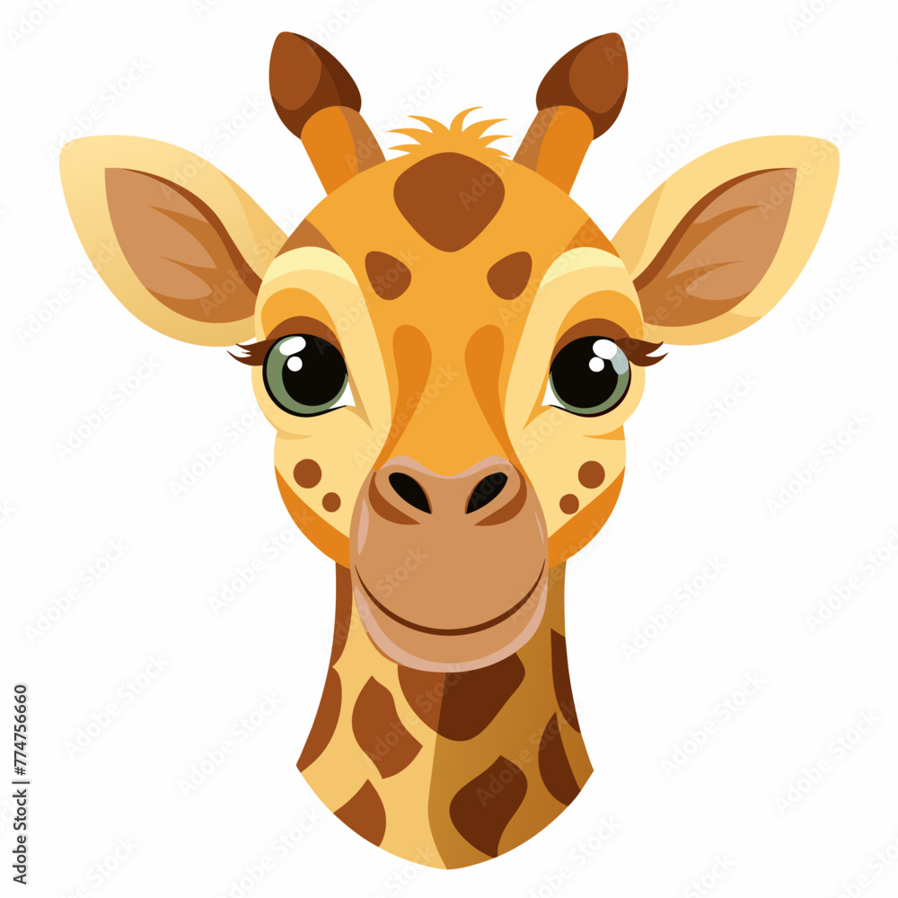 head of a friendly looking giraffe in cartoon style head of a friendly looking giraffe in cartoon style