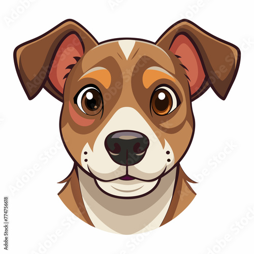 head of a friendly looking dog in cartoon style
