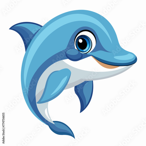 friendly blue dolphin in cartoon style