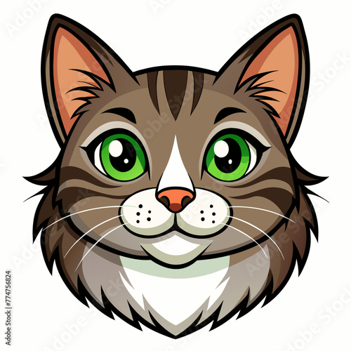 head of a friendly looking cat in cartoon style