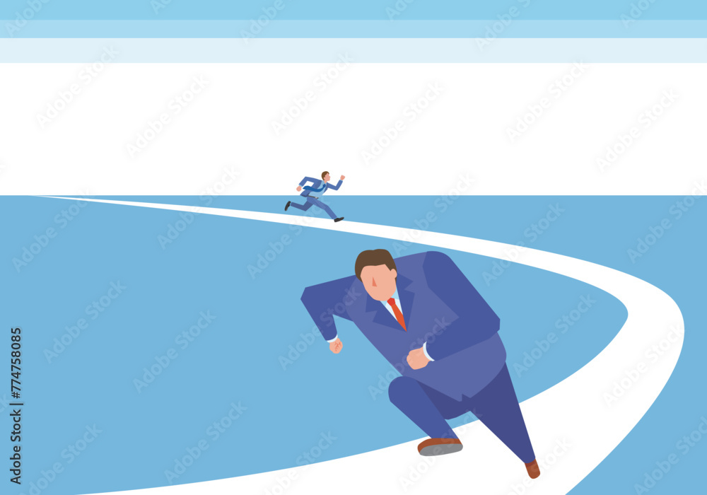 差をつけて走る男性会社員
