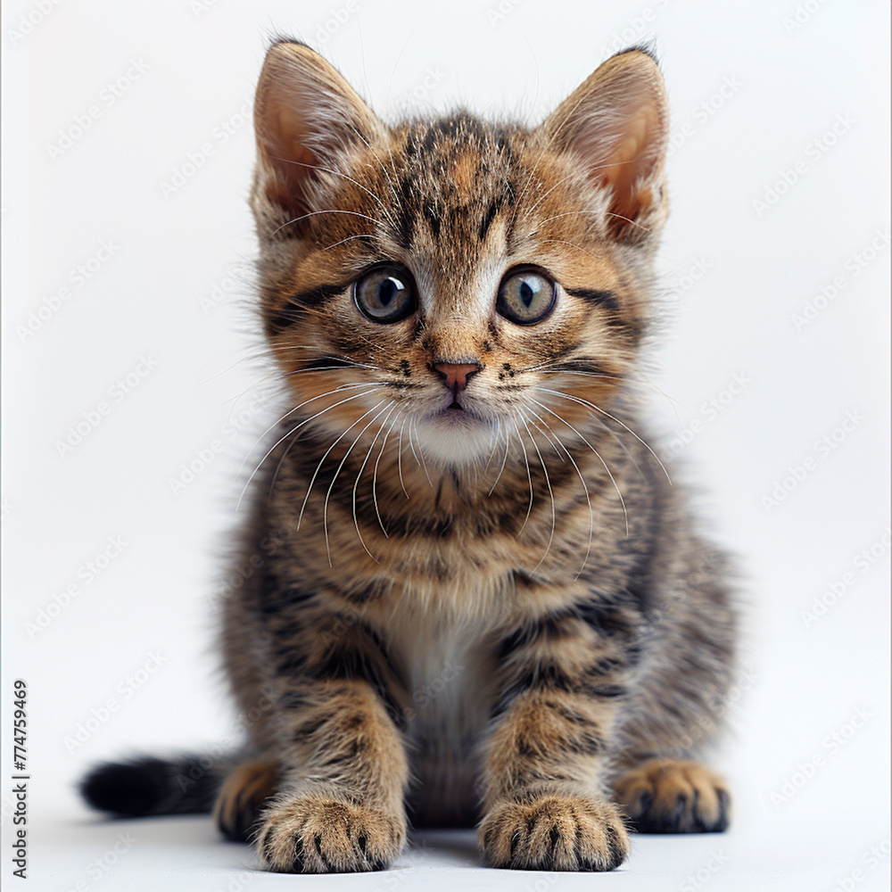 Fototapeta premium Funny kitten on a white background