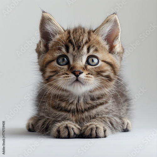 Funny kitten on a white background