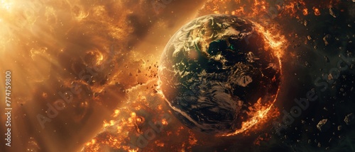armageddon , planet Earth in space. Global warming, climate change, stop global warming, Mayan apocalypse. photo
