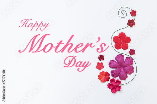 Mother's day card background idea, greeting card with paper flower isolate on white background