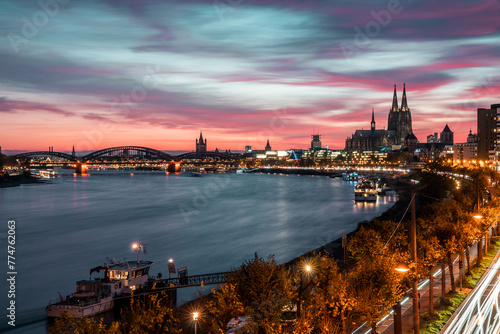 cologne panorama shot with a pretty sunset
