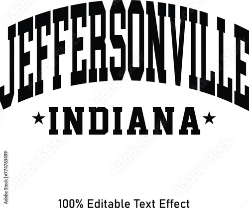 Jeffersonville text effect vector. Editable college t-shirt design printable text effect vector