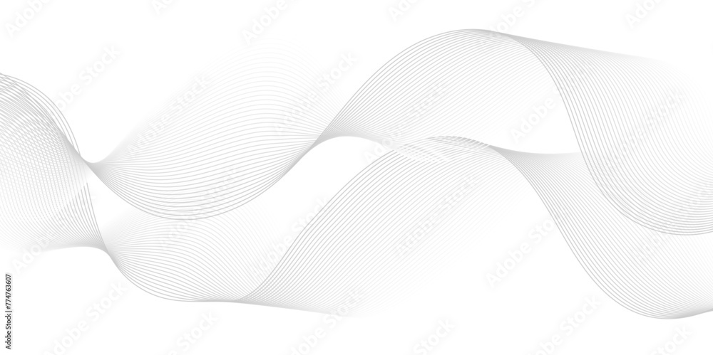 Vector Abstract crave wavy thin blend line on gray and white gradient Technology, data science, geometric border. Isolated on white wave element for design background. Vector Abstract crave wavy thin blend line on gray and white gradient Technology, data science, geometric border. Isolated on white wave element for design background.