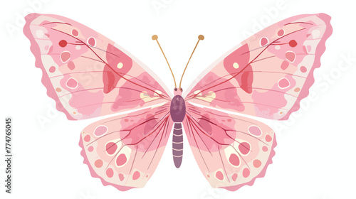 Pink Retro Butterfly background Flat vector  © Roses
