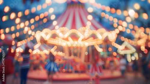 Magical Circus Tent Backdrop with Blurred Performers for Joyous
