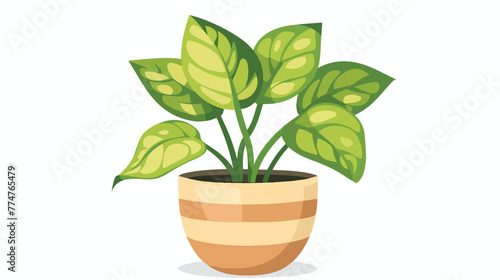Plant in a pot Flat vector isolated on white background