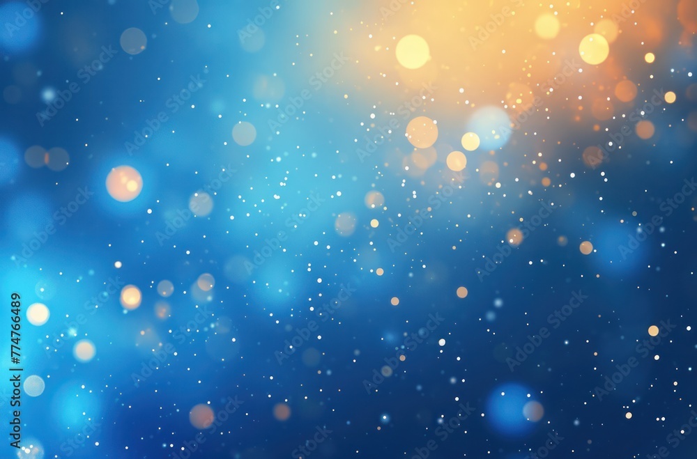 Obraz premium blue yellow bokeh blurred dark abstract background