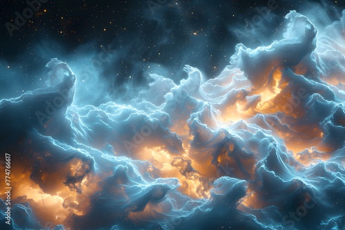 Computer Generated Image of Clouds and Stars